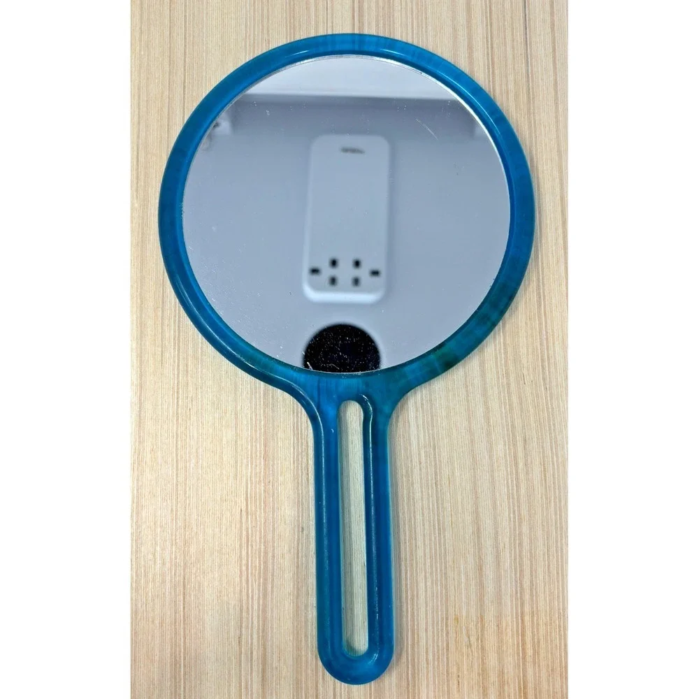Goody Vintage Teal Hand Mirror Plastic Round Vanity Mirror